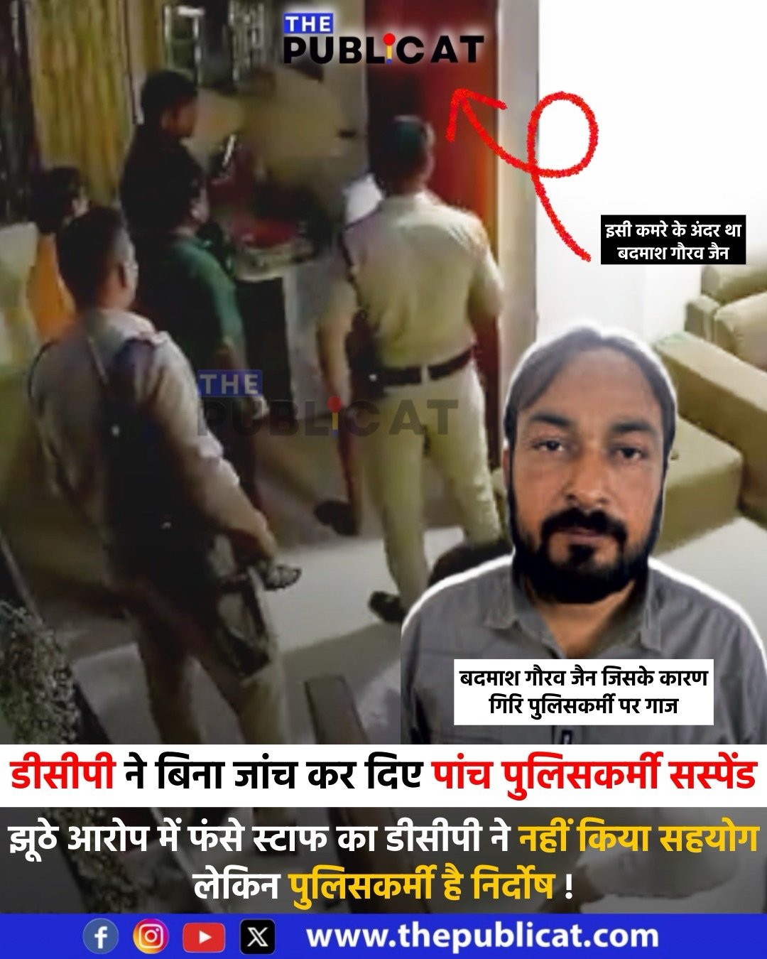 डीसीपी ने बिना जांच कर दिए पांच पुलिसकर्मी सस्पेंड : झूठे आरोप में फंसे स्टाफ का डीसीपी ने नहीं किया सहयोग लेकिन पुलिसकर्मी है निर्दोष !&nbsp;