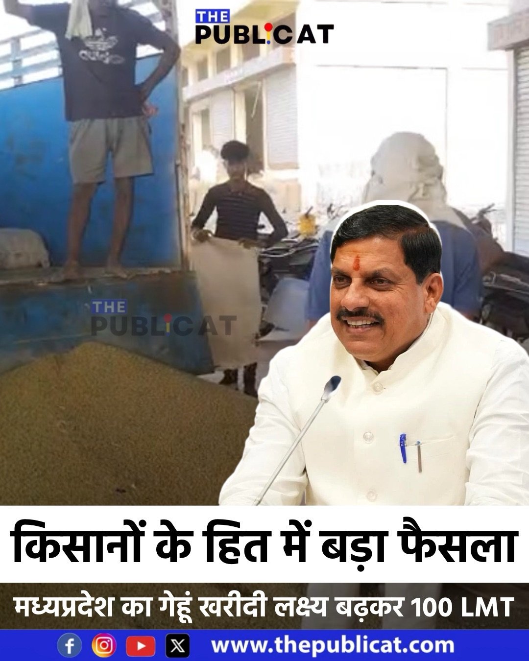 किसानों के हित में बड़ा फैसला: मध्यप्रदेश का गेहूं खरीदी लक्ष्य बढ़कर 100 LMT