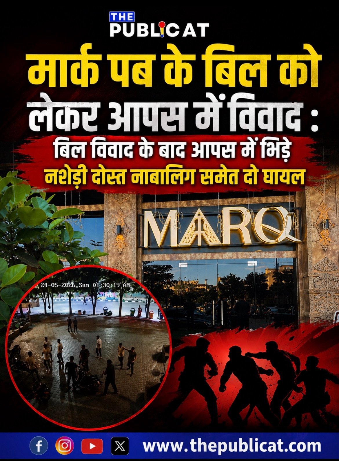 मार्क पब के बिल को लेकर आपस में विवाद : बिल विवाद के बाद आपस में भिड़े नशेड़ी दोस्त नाबालिग समेत दो घायल