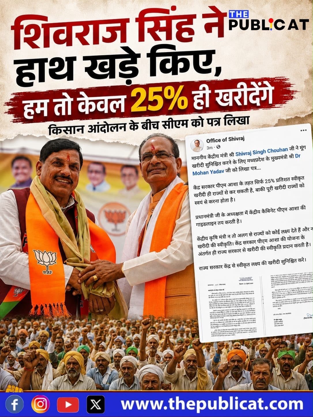 शिवराज सिंह ने हाथ खड़े किए, हम तो केवल 25% ही खरीदेंगे: किसान आंदोलन के बीच सीएम को पत्र लिखा