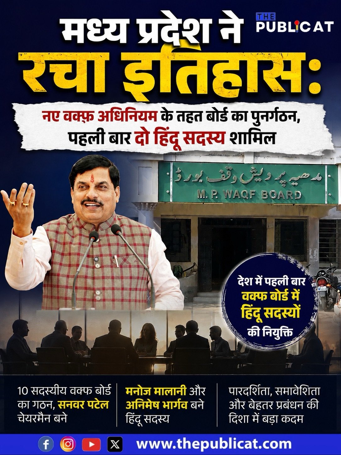 मध्य प्रदेश ने रचा इतिहास: नए वक्फ अधिनियम के तहत बोर्ड का पुनर्गठन, पहली बार दो हिंदू सदस्य शामिल