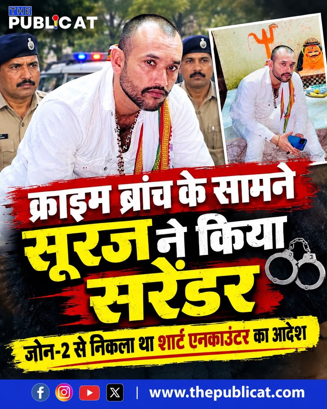क्राइम ब्रांच के सामने सूरज ने किया सरेंडर, जोन-2 से निकला था शार्ट एनकाउंटर का आदेश